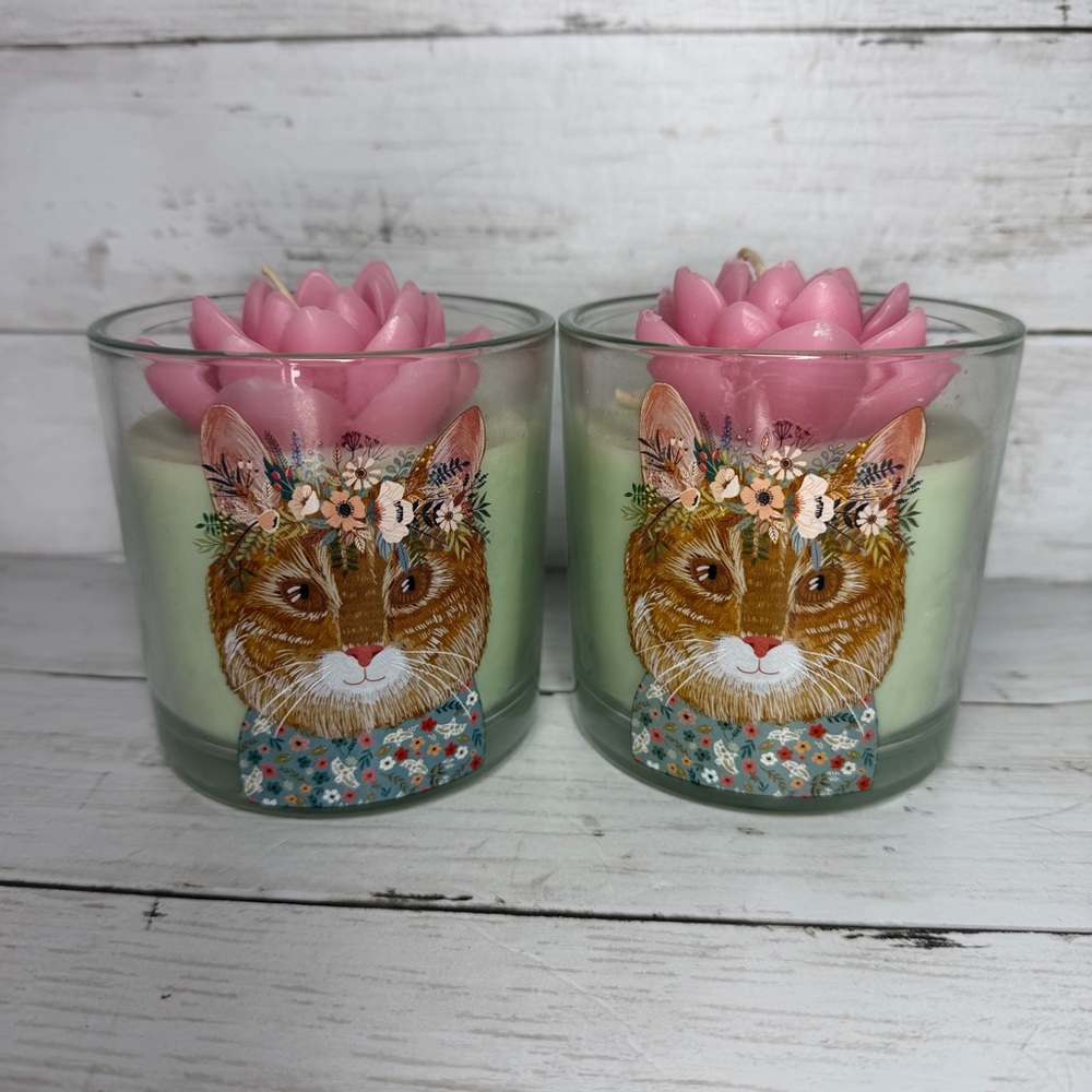 Mia Charro Pampered Paws Cat Candle Set Soy Blend 14 Oz Each NEW